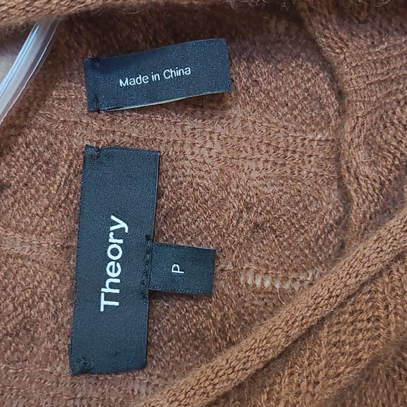 Theory Cashemere Cable Knit Mock Neck Long Sleeve Sweater Brown Size S - Picture 7 of 8